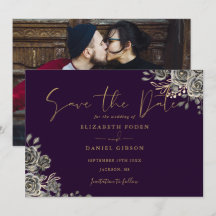 Casamento Fotográfico Floral Roxo E Dourado Gótico