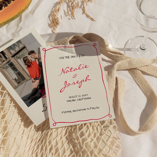 Reserve A Data Casamento Fotográfico Retrópico Retrópico Escrito  (Criador carregado)