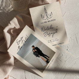 Reserve A Data Casamento Fotográfico Simples com Desenho Escrito 