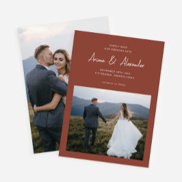 Reserve A Data Casamento Fotográfico simples do Teracotta