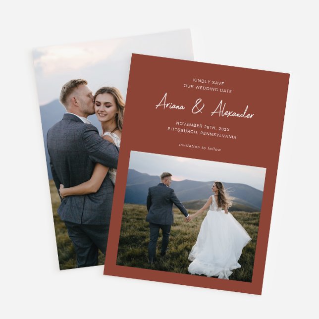 Reserve A Data Casamento Fotográfico simples do Teracotta (Criador carregado)