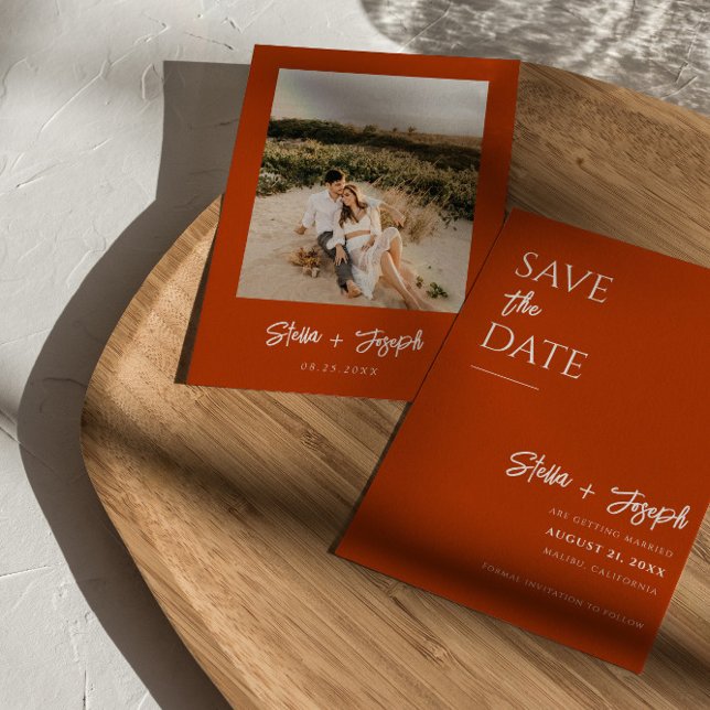 Reserve A Data Casamento Fotográfico Simples Terracotta Modern Bo (Criador carregado)