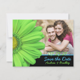 Reserve A Data Casamento Fotográfico verde-azul-Gerbera Daisy