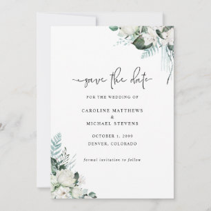 Reserve A Data Casamento Fotográfico verde-branco elegante