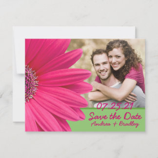 Reserve A Data Casamento Fotográfico Verde de Gerbera Daisy Rosa