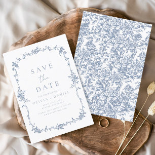 Reserve A Data Casamento Francês Azul-Dusty Vitoriano