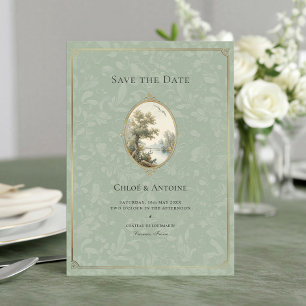Reserve A Data Casamento Francês Pastoral em Verde Sage