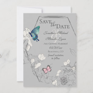 Reserve A Data Casamento Geométrico da Borboleta das Aquarelas e