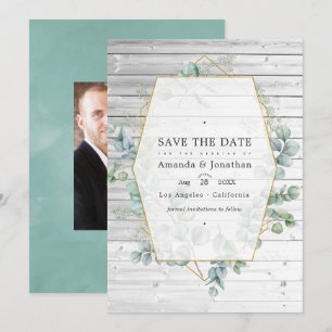 Reserve A Data Casamento Geométrico de Eucalipto com Aquarela Rús