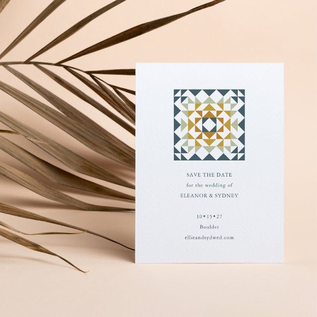 Reserve A Data Casamento Geométrico de Quilt do outono Rustic Tea (Criador carregado)