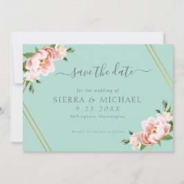 Reserve A Data Casamento Geométrico Dourado Blush de Casa Verde d