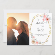 Casamento Geométrico Dourado Rosa Esbranquiçado