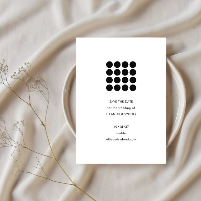 Reserve A Data Casamento Geométrico Moderno Mínimo Negro Branco (Criador carregado)