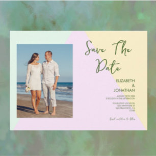 Reserve A Data Casamento Geométrico Pastel Suave
