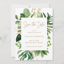 Reserve A Data Casamento Geométrico Tropical de Verdura Moderna D