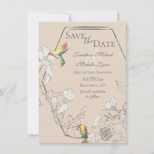 Reserve A Data Casamento Geométrico Watercolor Hummingbird