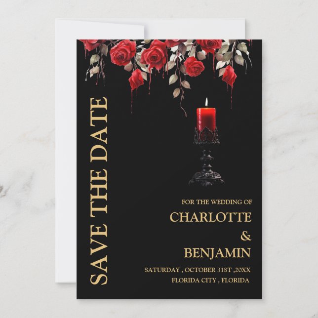 Reserve A Data Casamento Gótico (Frente)