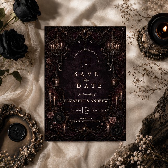 Reserve A Data Casamento Gótico com Toques Românticos (Criador carregado)