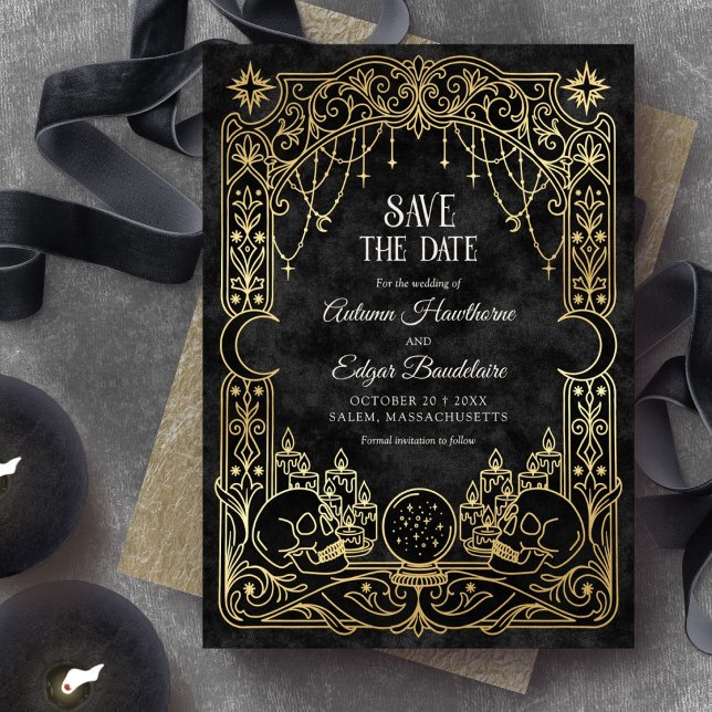 Reserve A Data Casamento Gótico de Halloween com Tarot (Criador carregado)