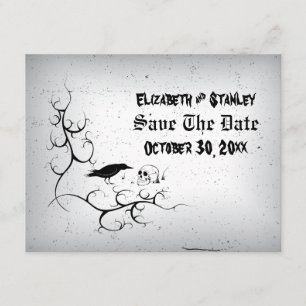 Reserve A Data Casamento gótico de Raven e crânio Salve a data