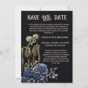 Reserve A Data Casamento Gótico Esqueleto