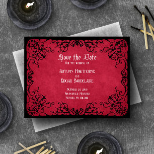Reserve A Data Casamento Gótico Negro Vermelho