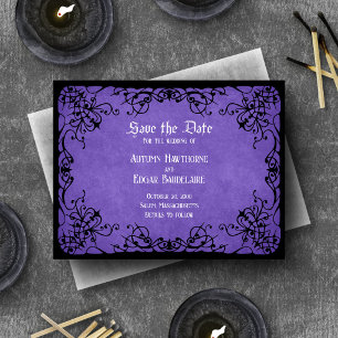 Reserve A Data Casamento Gótico Preto Roxo