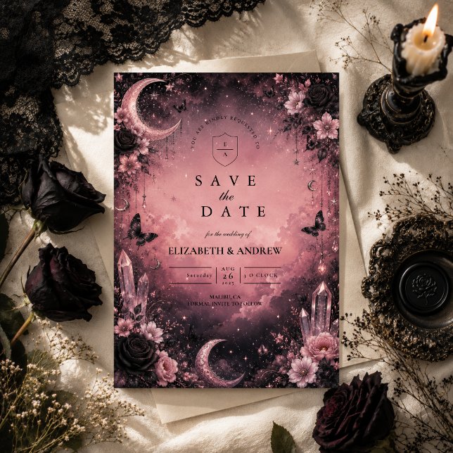 Reserve A Data Casamento Gótico Rosa Encantado (Criador carregado)