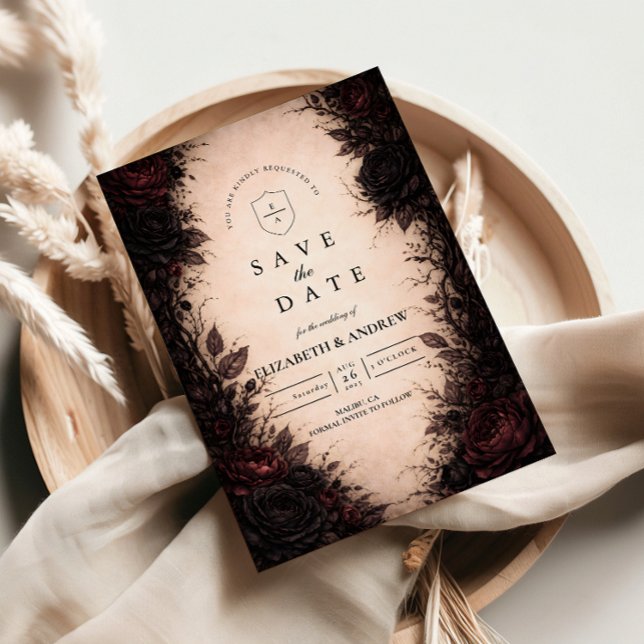 Reserve A Data Casamento Gótico Rosa Escuro (Criador carregado)