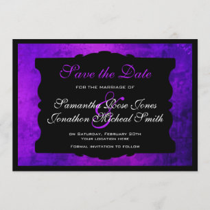 Reserve A Data Casamento Gótico Roxo em Descanso Salvar a Data