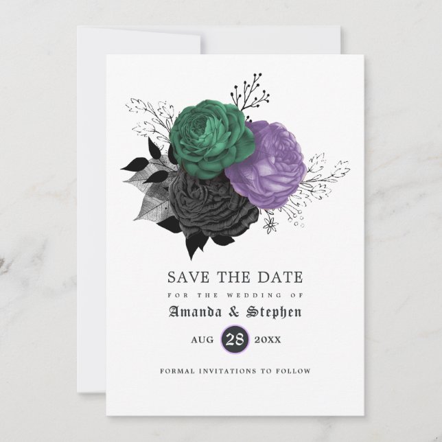 Reserve A Data Casamento Gótico Vintage (Frente)