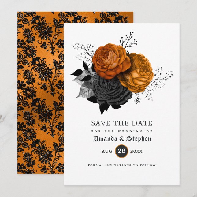 Reserve A Data Casamento Gótico Vintage (Frente/Verso)
