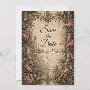 Reserve A Data Casamento Gótico Vintage Romântico