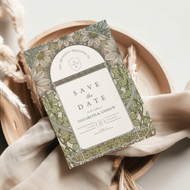 Reserve A Data Casamento Green Sage Art Nouveau (Criador carregado)