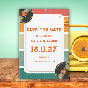 Reserve A Data Casamento Hippie de Vinil Retro Groovy