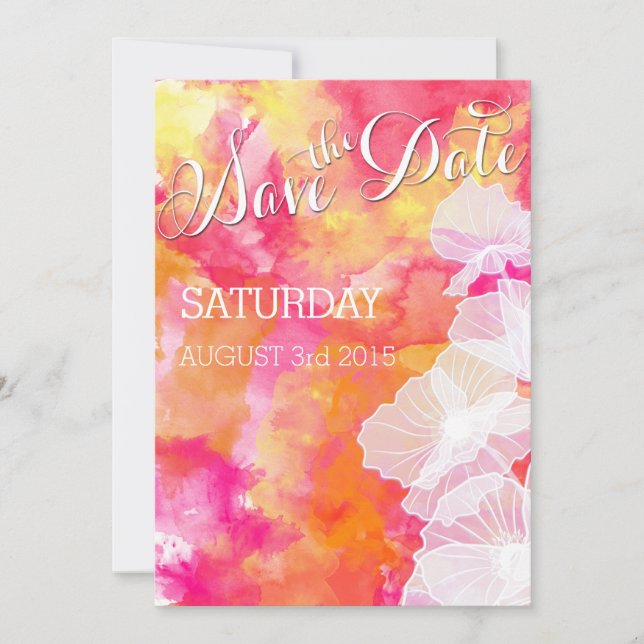 RESERVE A DATA CASAMENTO HOLLYHOCK SUNSET WATERCOLOR (Frente)