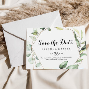 Reserve A Data Casamento Horizontal Geométrico Elegante Dourado
