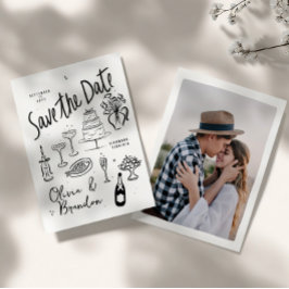 Reserve A Data Casamento Ilustrado com Desenhos à Mão e Capricho