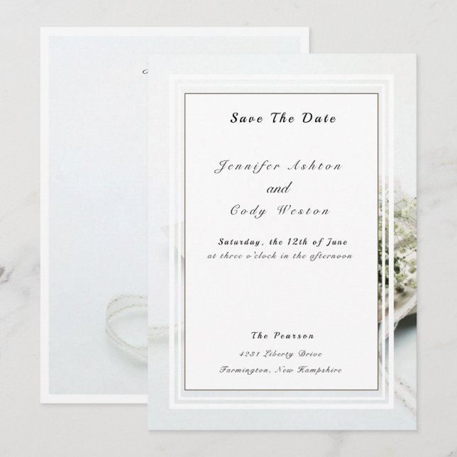 Reserve A Data Casamento Imprevisto De Branco Elegante Salvar A D (Frente/Verso)