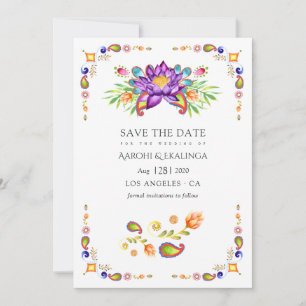 Reserve A Data Casamento Indiano Floral Paisley da Moda
