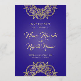 Reserve A Data Casamento Indiano, Salvar a Data, Roxo e Dourado