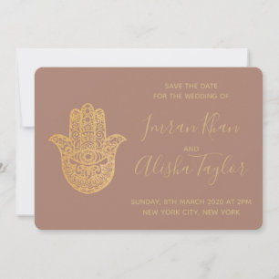 Reserve A Data Casamento Indiano Salve a data Ouro Terrcotta Henn