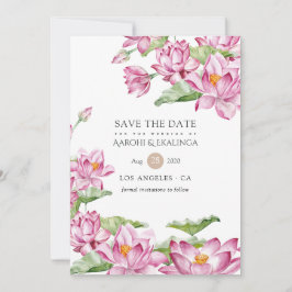 Reserve A Data Casamento Índio com Flor de Watercolor Lotus