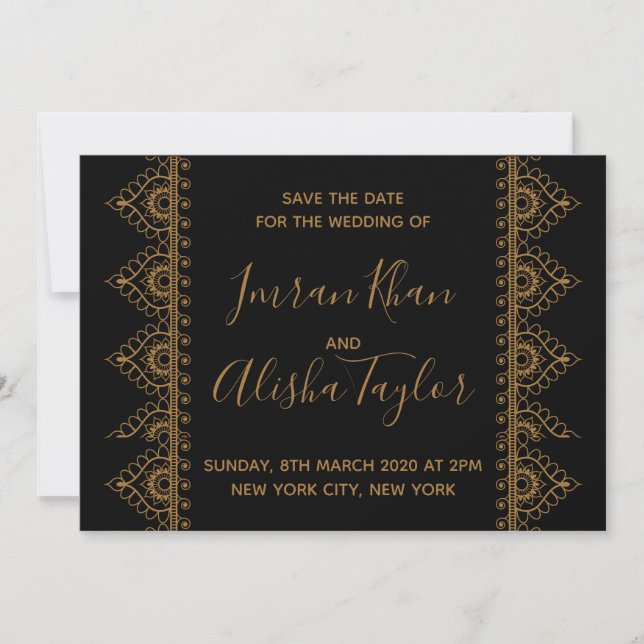 Reserve A Data Casamento índio Mehendi Salve a data hamsa Henna (Frente)