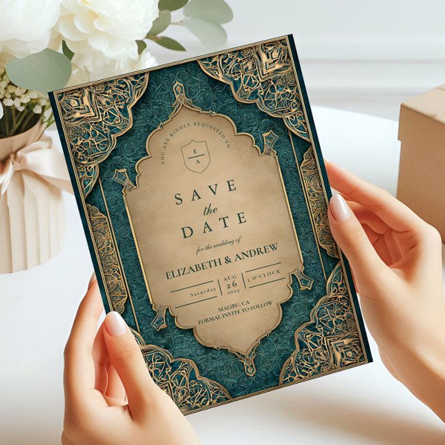 Reserve A Data Casamento Islâmico Esmeralda Dourado (Criador carregado)