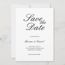 Reserve A Data Casamento Islâmico Preto e Branco em Letra Elegant