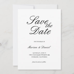 Reserve A Data Casamento Islâmico Preto e Branco em Letra Elegant