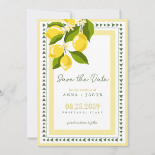 Reserve A Data Casamento Italiano Limão Amarelo Boho Cítrico