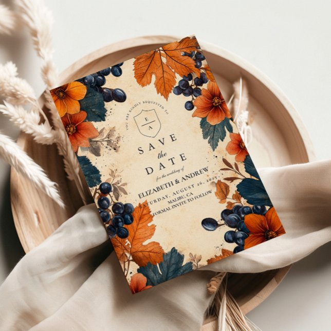 Reserve A Data Casamento Laranja Queimada e Bagas Navy (Criador carregado)