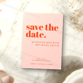Reserve A Data Casamento Laranja Rosa Minimalista Foto Caligráfic